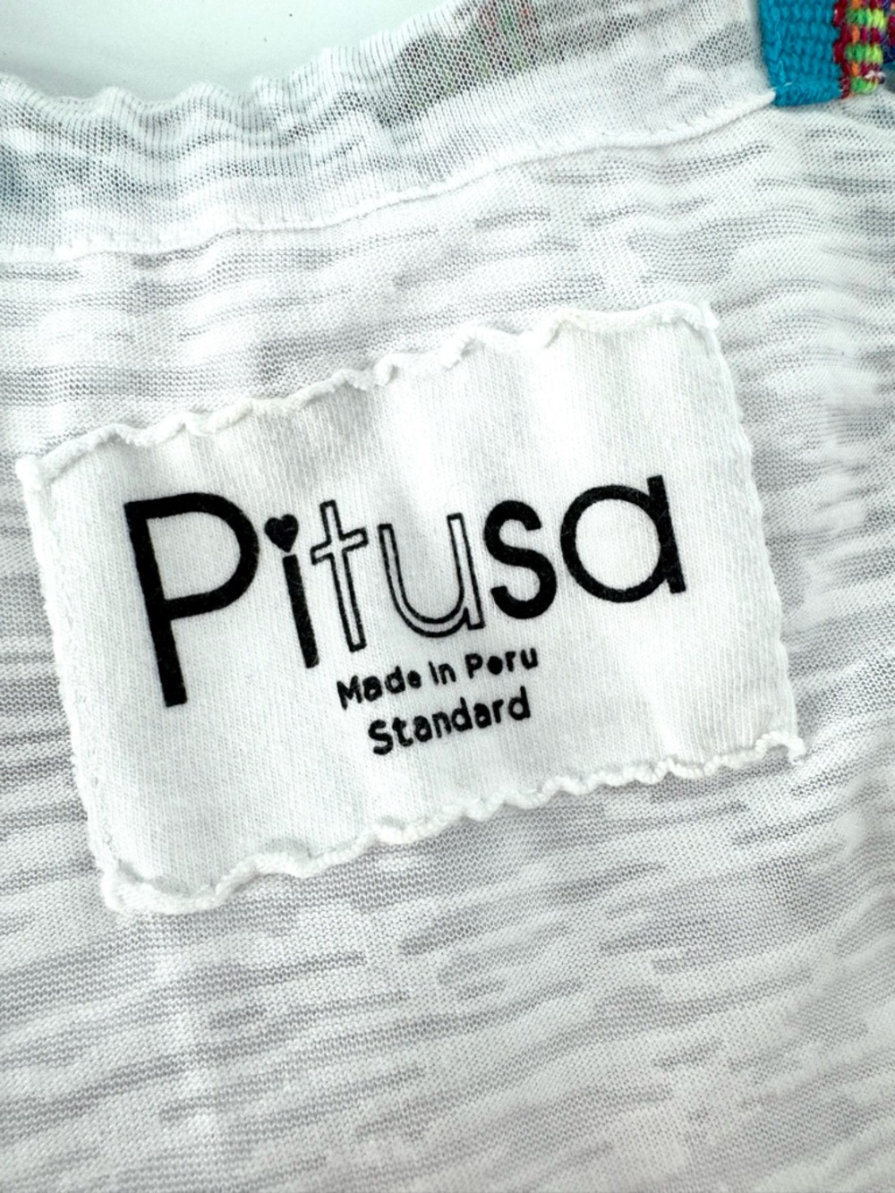 Pitusa Inca Sundress White Sheer Cover-Up Maxi with Teal Trim Fits Size 6-12 - Picture 11 of 11